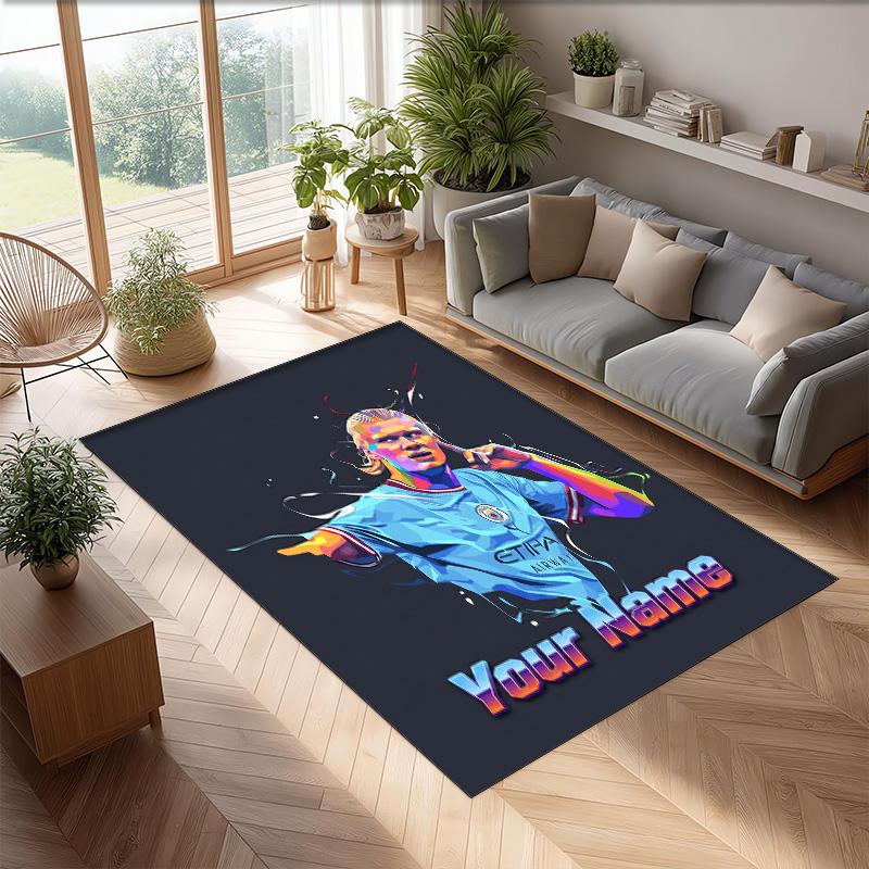 Erling Haaland Printed Crystal Velvet Rug Non‑Slip Crystal Velvet Carpet For Sofa Bedroom Indoor Home Decoration