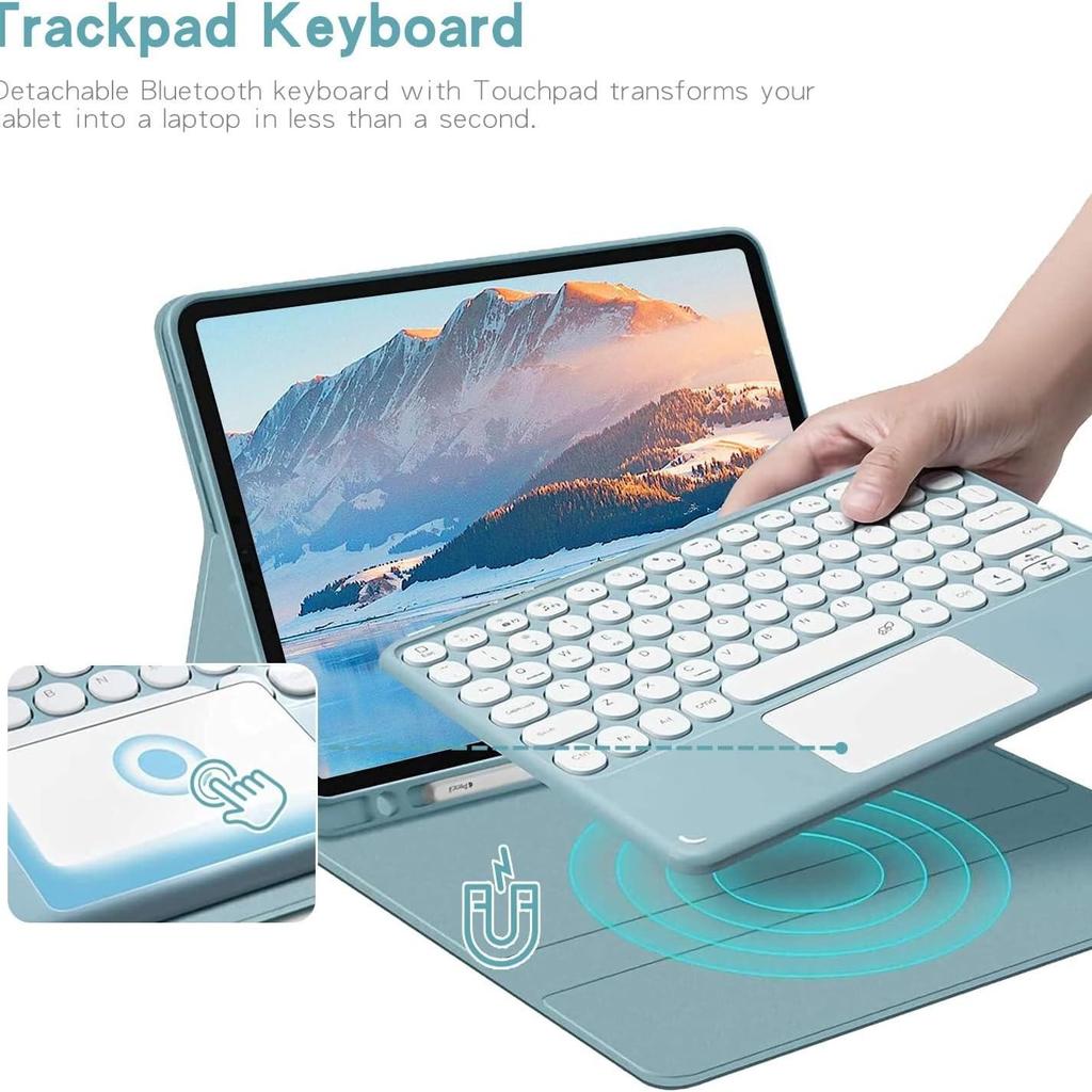 Kompatible Samsung Tablet Hülle mit Leder Bluetooth Tastatur für S10 Lite/S9/A11 Plus/FE Plus