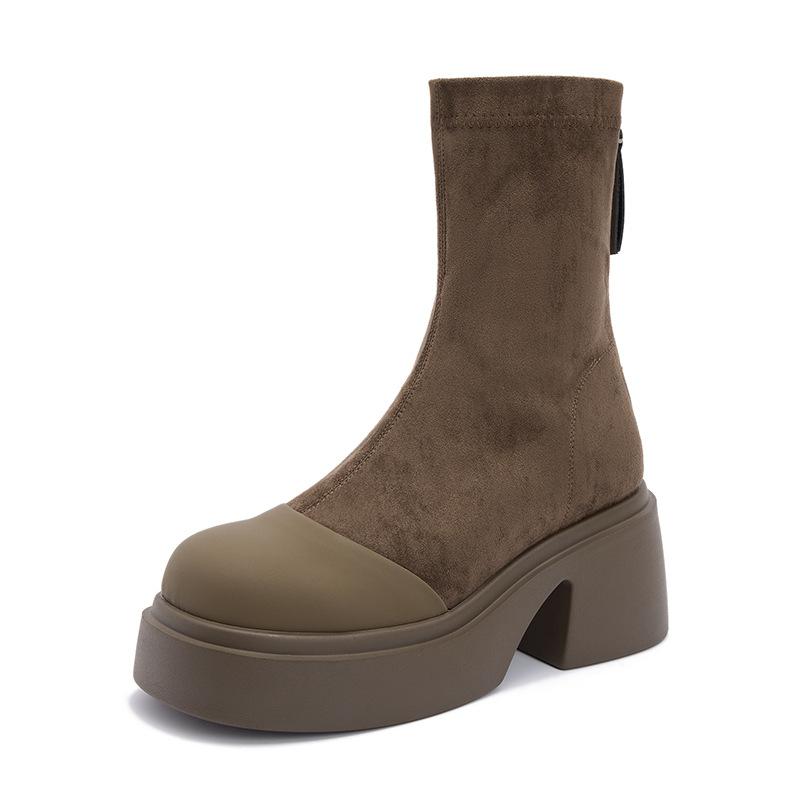British Martin boots women's 2025 autumn and winter new thin boots casual versatile short elastic boots thick-soled women's boots