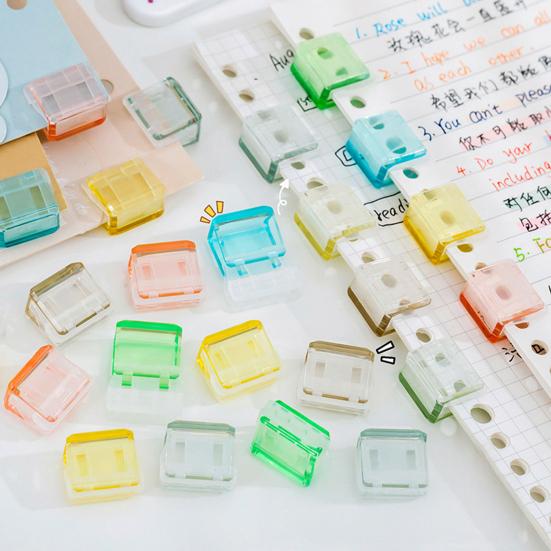 Yousheng 10Pcs Transparent Paper Clip Pusher Reusable File Clips for Students Office No-Punch Binding Document