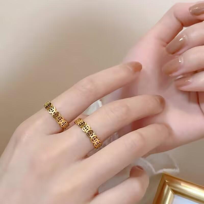 Qian Duoduo Copper Coin Rings Are Wholesale In a Large Number of Spot Factories, with Personality Meaning To Attract Wealth and Transshi