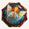1pc Angel StainedGlass Automatic Folding Umbrella, Lightweight Retractable Compact Travel Umbrella, 8-Rib Sturdy Frame029