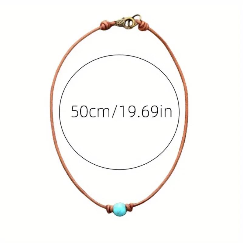 Bohemian Natural Stone Turquoise Necklace, Braided  For Men Women Jewelry