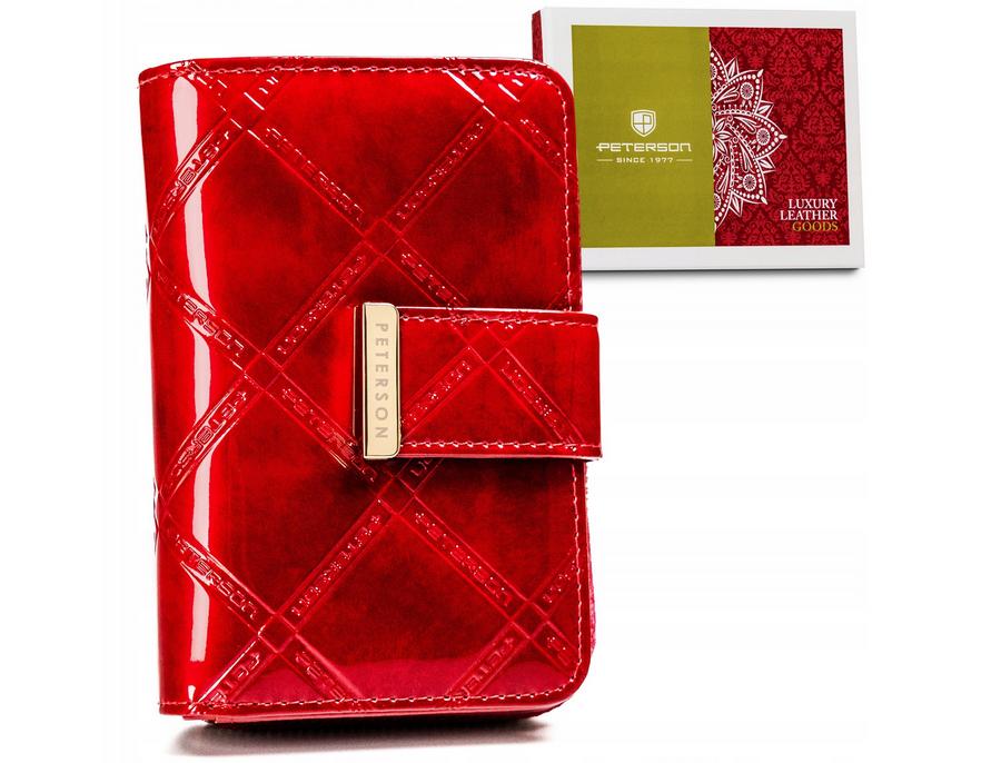 Women's wallet made of genuine leather with a snap and zipper closure - Peterson