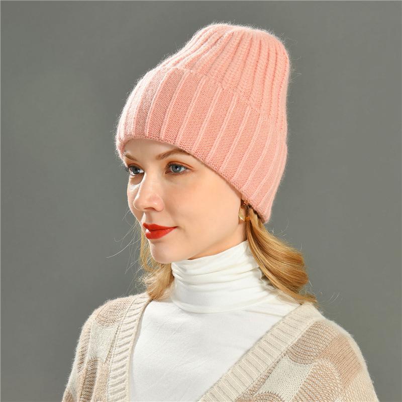 New rabbit velvet thickened warm wool hat men's and women's knitted pullover hat autumn and winter windproof ear protection hat
