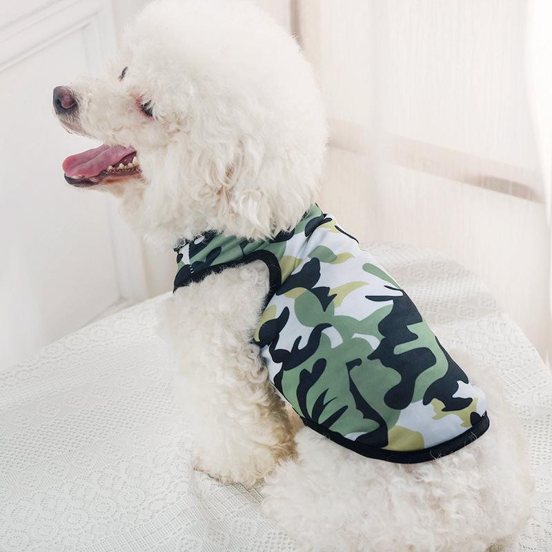 Dog Clothes Pet Sunscreen Clothing Summer New Camouflage Vest Teddy Dog Cat Thin Summer French Vest