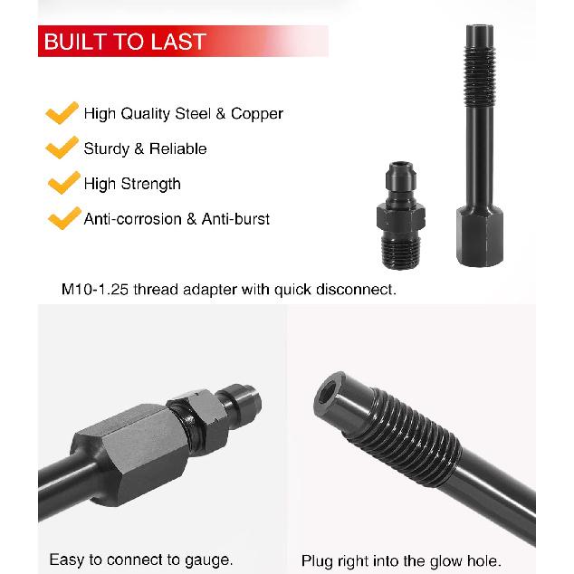 LNG-TU-15-38 Diesel Compression Test Adapt Adapter for Duramax, M10 X 1.25 Mm
