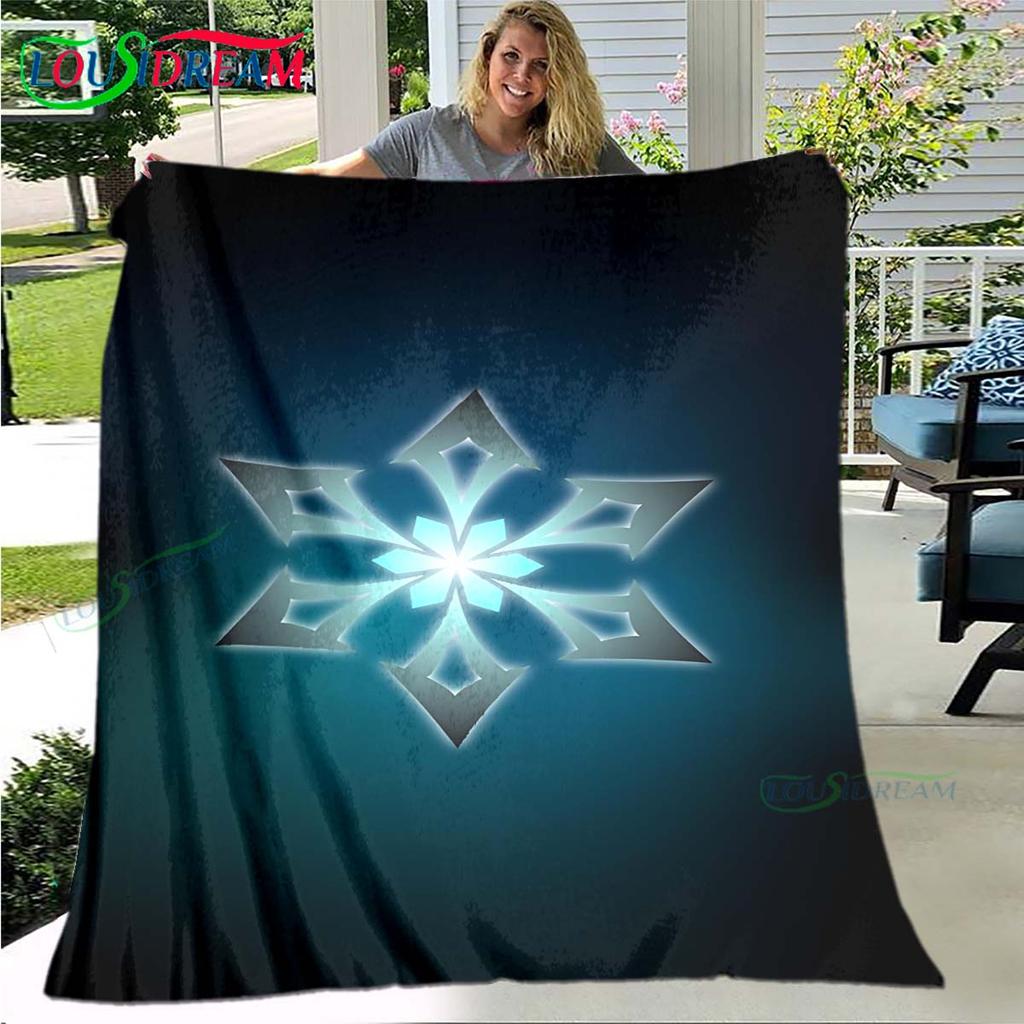 Hot Genshin Impact Runes Pattern Blanket Flannel Thin Blanket Portable Home Travel Office Lunch Break Blanket Birthday Gift