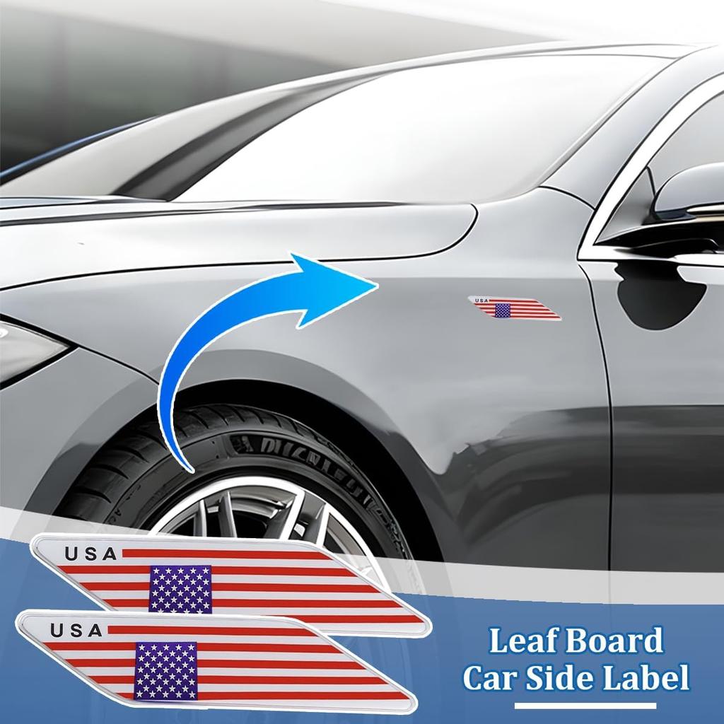 HZEL 2 Pezzi Emblema Auto Bandiera USA 3D, Distintivo Segno Adesivo in Lega Bandiera Americana per Parafango Anteriore Veicolo, Decorazioni Esterne Automobilistiche Dichiarazione Patriottica,