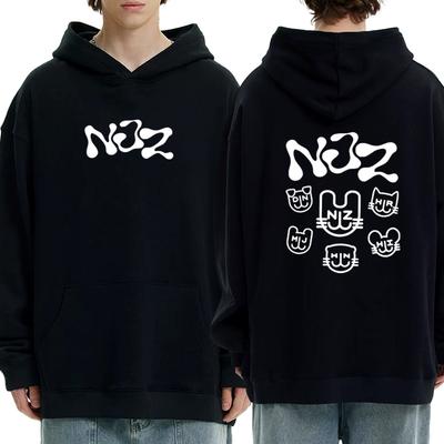 Neu In NJZ Buchstabenmuster Streetwear Hoodies Männer Frauen Doppelseitig Bedruckt Fleece Langarm Sweatshirts Lockerer Pullover Unisex