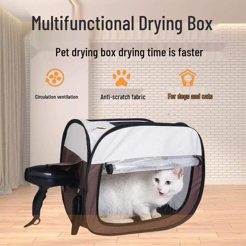 Folding Pet Dryer Box for Cats & Dogs - Integrated Blow-Dry System