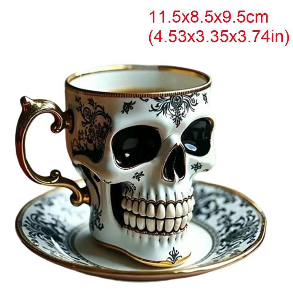 Stylish Resin Skull Coffee Mug Bonehead Design Gothic Tea Cup Set Diabolical Bonehead Cups for Coffee Lovers