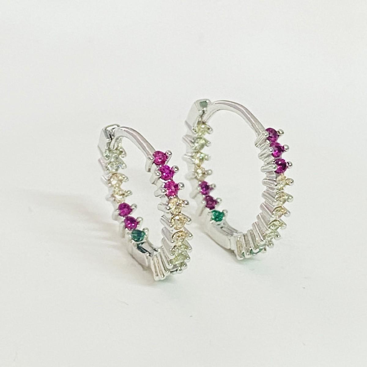 Элегантные цветные серьги-кольца с инкрустацией цирконами, позолоченные, для женщин