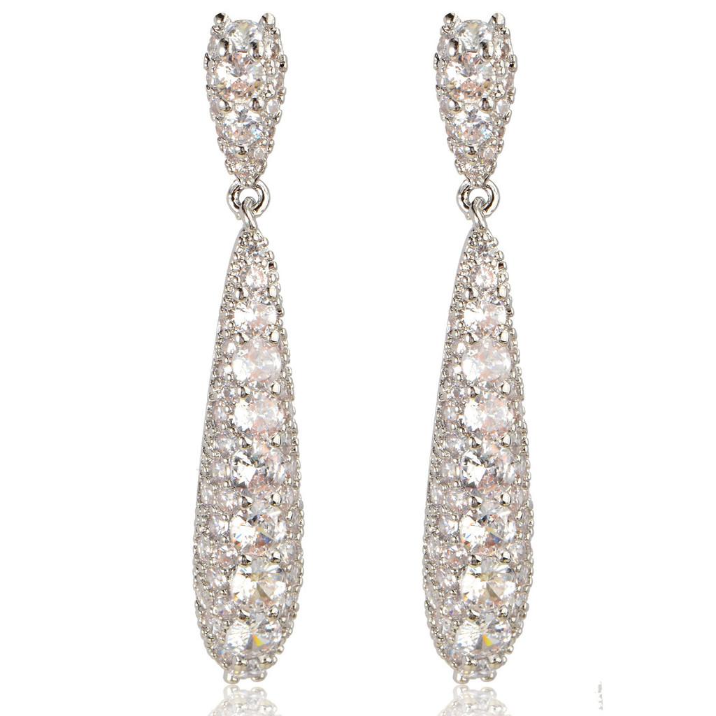 Elegant Water Drop Zirconia Earring For Women With Dangle Design And Geometric Style