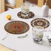 4Pcs Boho Style Pot Holders Round Heat Insulating Trivets Heat Resistant Mats  Dining Table