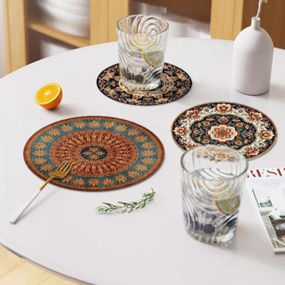 4Pcs Boho Style Pot Holders Round Heat Insulating Trivets Heat Resistant Mats Dining Table