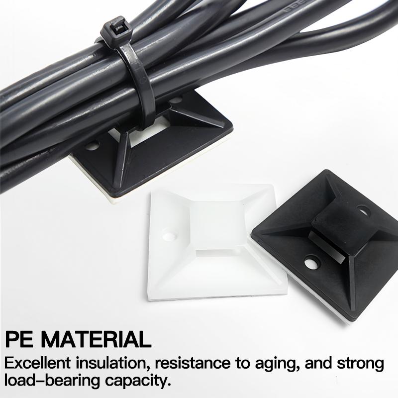 250/500/1000pcs Zip Tie Mounts Durable Clip Clamp Wall Holder Base Adhesive Backed Cable Ties Mount Holder Cable Wire
