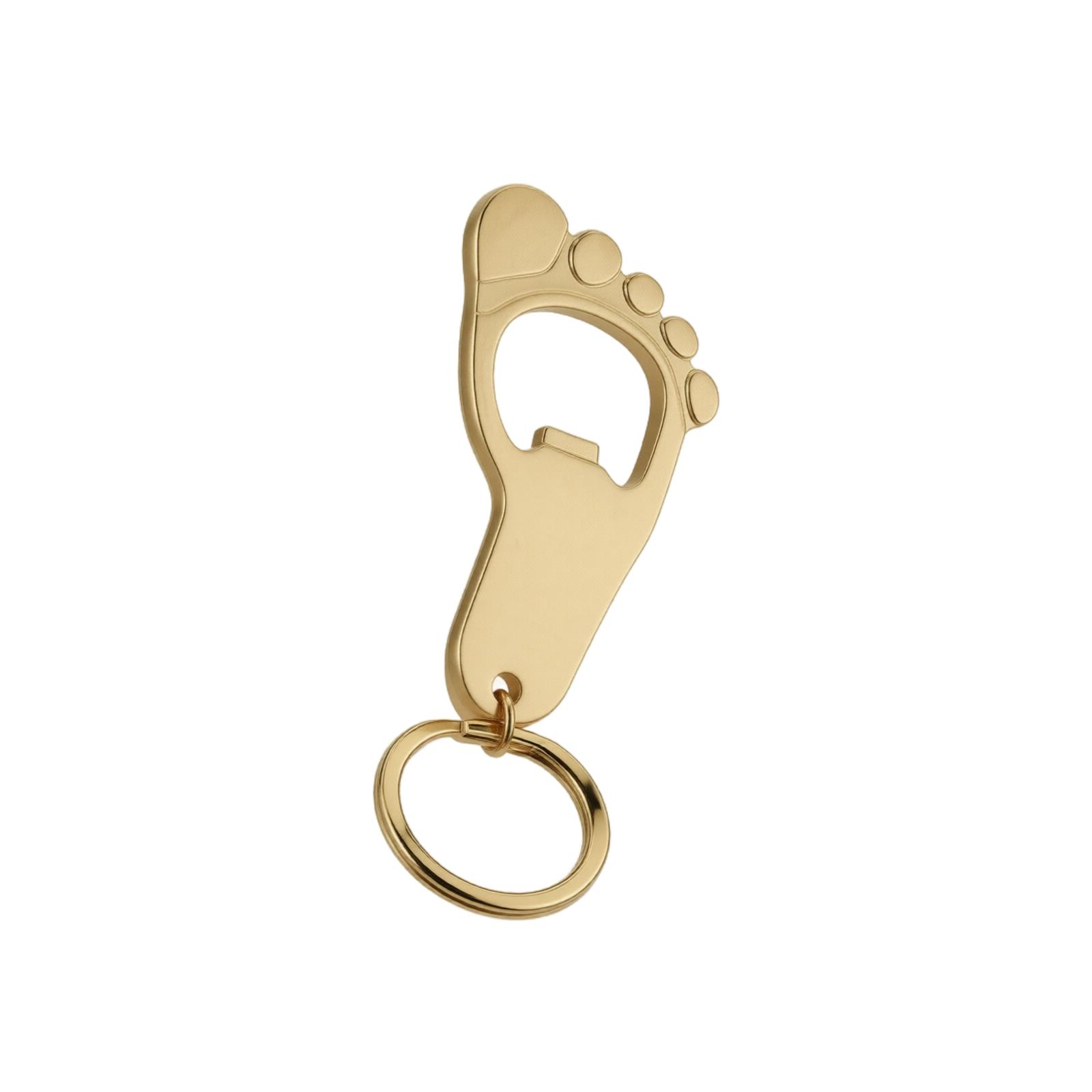 Footprint Shaped Keychain Bottle Opener with Mesh Drawstring Bag Footprint Design Metal Keyring Functional Bottle Opener one size золотой