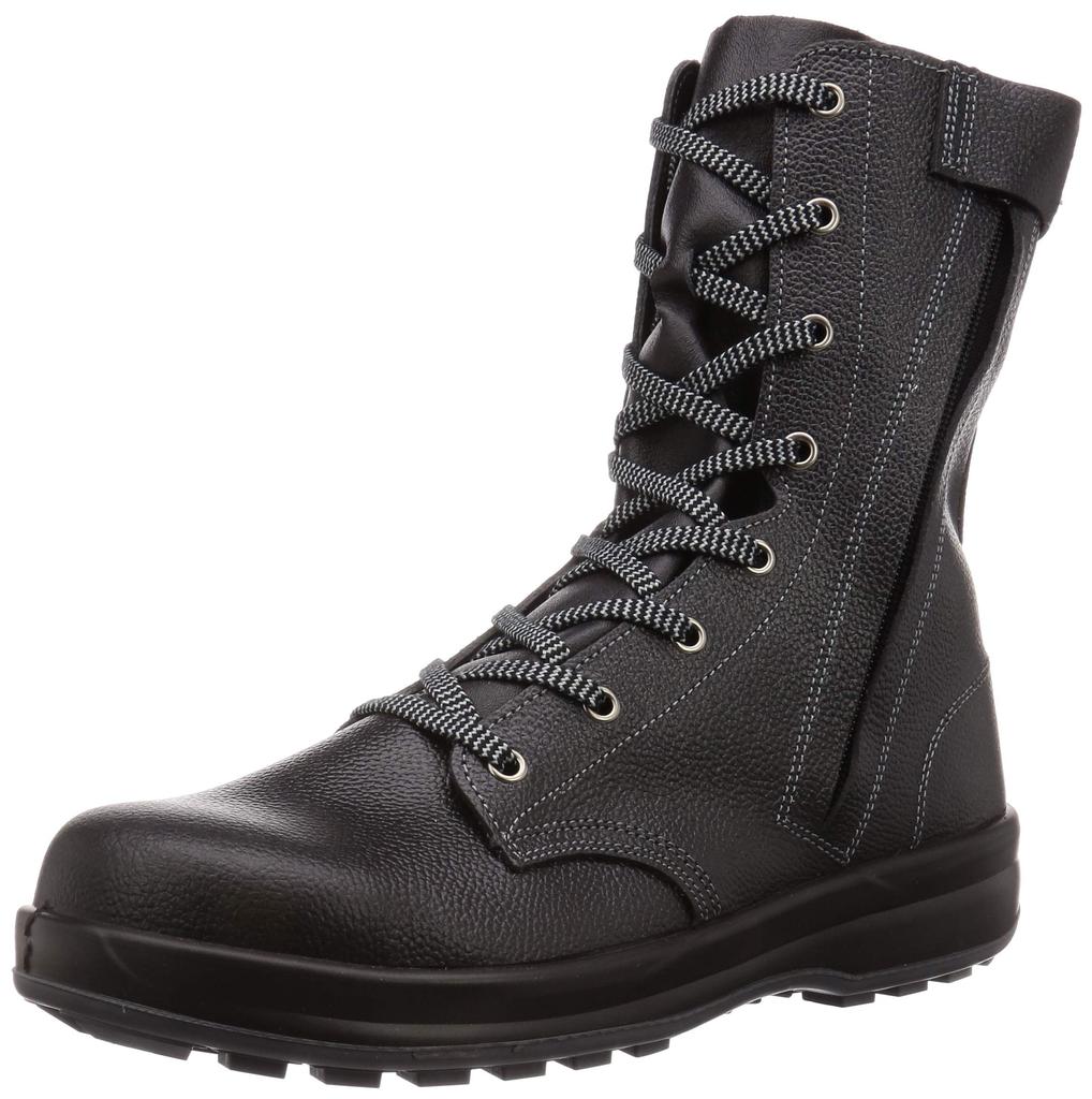 Safety long JIS with SS33 black cm [Simon] shoes, laces, approved, zipper, safety, comfort, C, black, 30.0