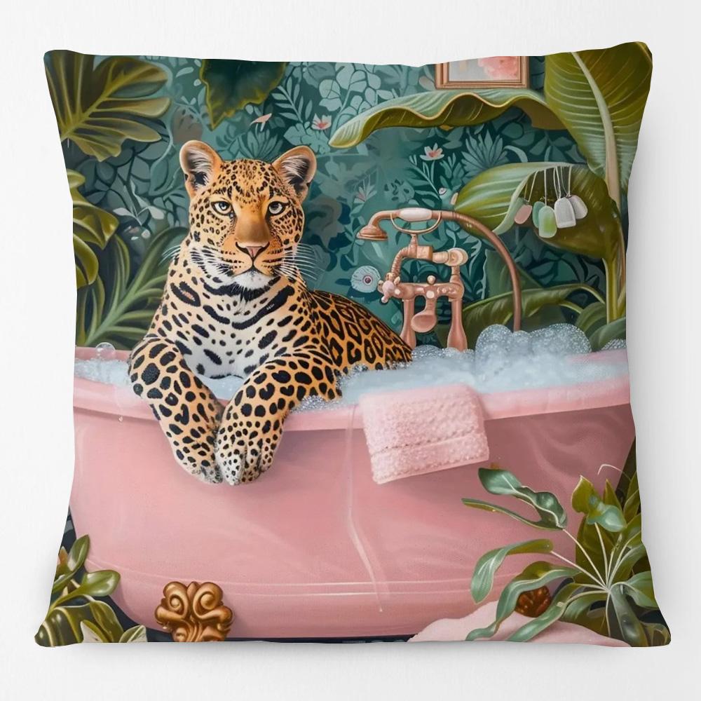 Hipster Fashion Animals Tiger Giraffe Highland Cow Cat Leopard Poster Print Decorative Cushion Cover Pillow Case