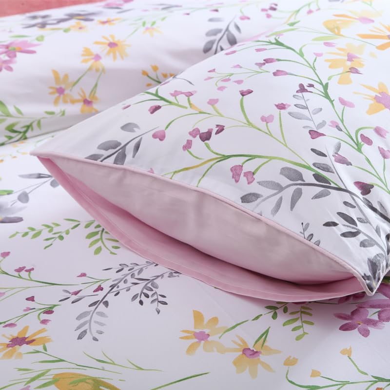 100% Cotton Pillowcases Set of 2 Queen Size 20"x30" Floral Printed Lavender Flower Pillow Cases Soft Breathable Cooling Pillowcase Decorative Pillow