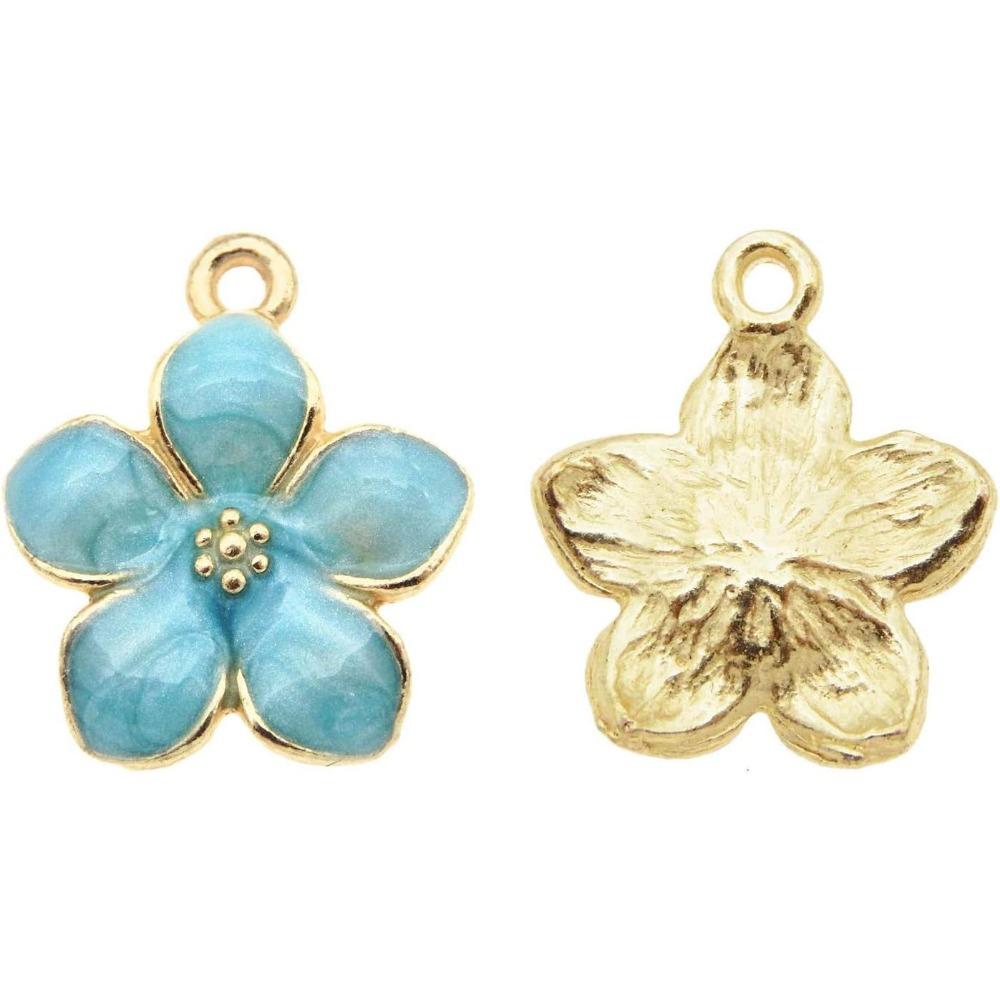 Metal Oil Drip Enamel Flowers Assorted Colors Mixed Petals Craft Charms Bracelets Pendants  DIY Jewellery Making Accessories