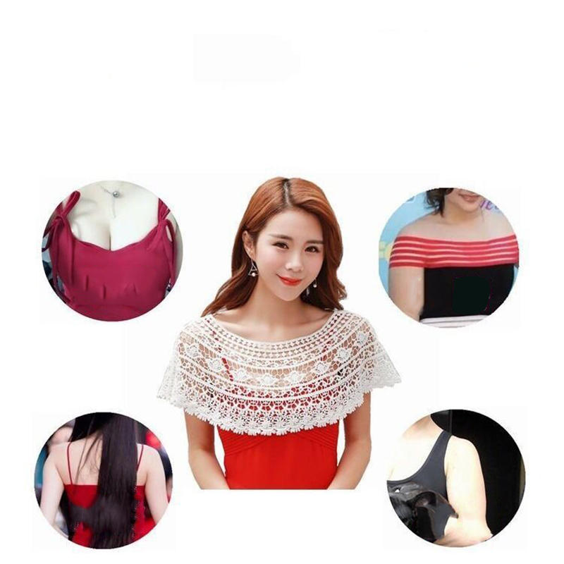Korean Style Dress Lace Hollow Mini Shawl Ladies Elegant Evening Dress Cape Shawl Wrap