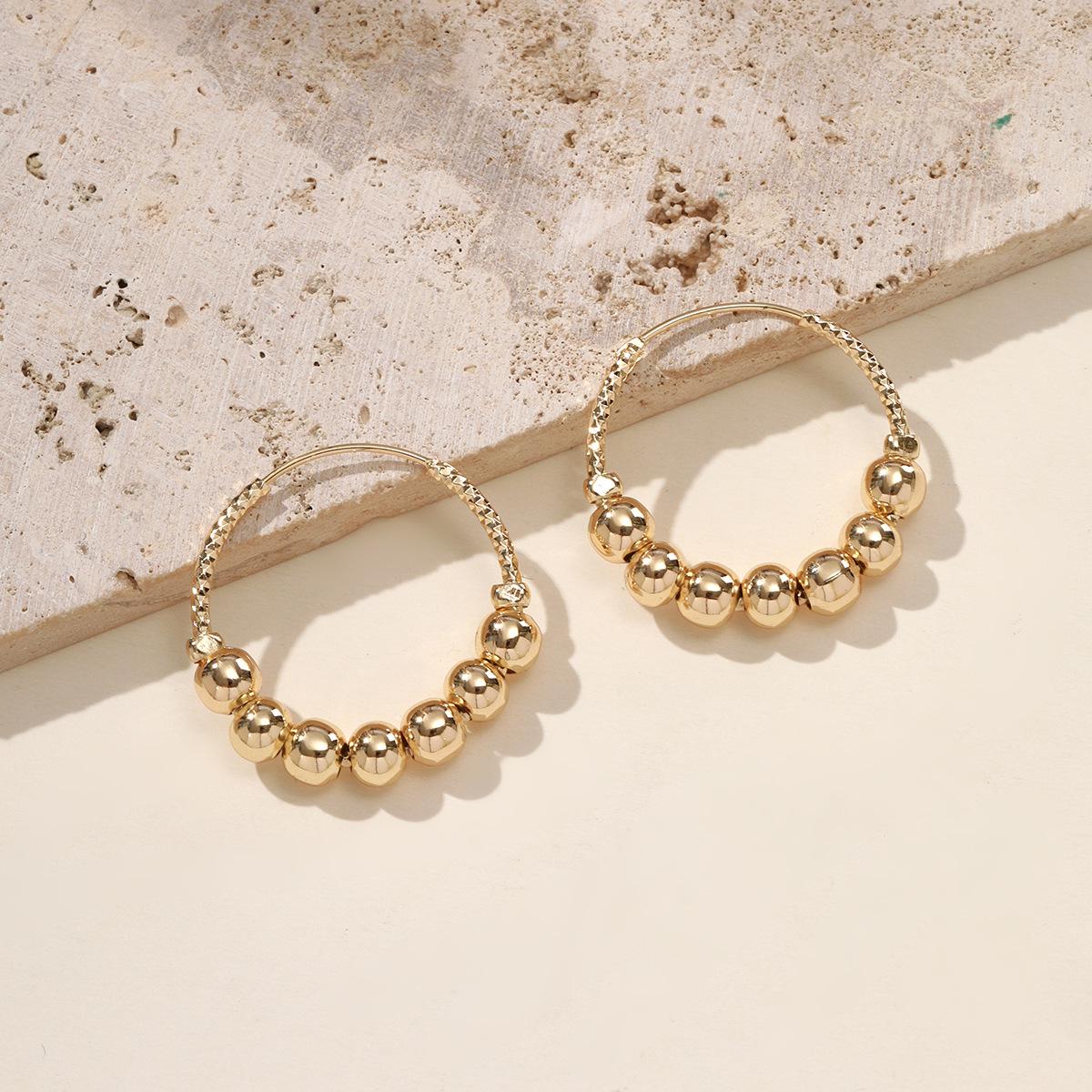 

Retro Smooth Round Bead Hoop Earrings for Women - Creative and Stylish Party Ear Ornaments золотой