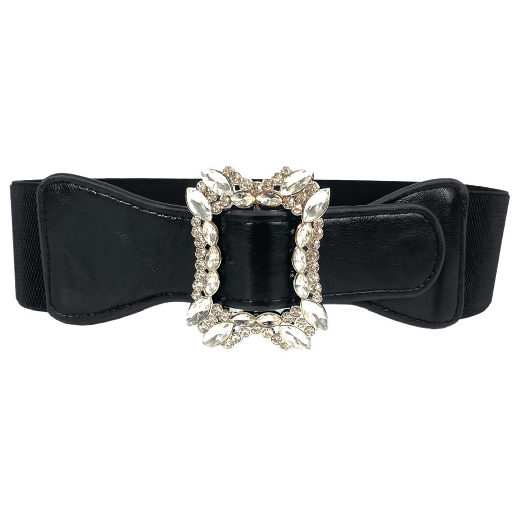 Sparkly Wide Waist Belt Rhinestones Buckle for Hot Girl Glitter Corset Trendy Underbust Waist Chain Belt Disco Party