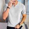 Men T-Shirt V-Neck Short Sleeve Tee Shirt Solid Color Slim Fit Soft Breathable Summer Casual Tops Daily Wear
