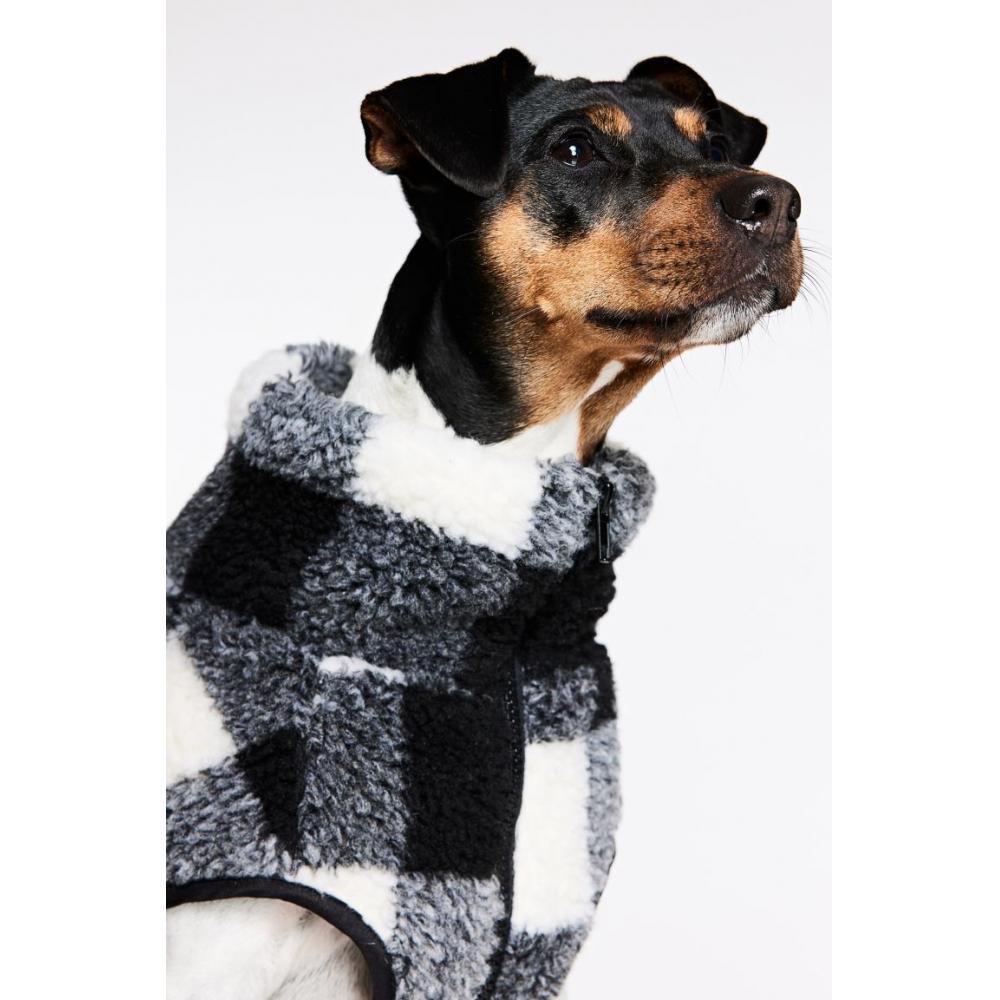 

H M teddy dog jacket white check