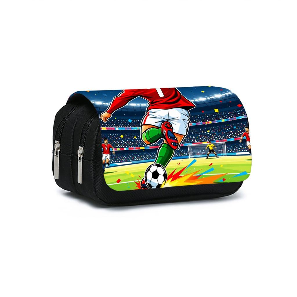 Astuccio a Ribaltina a Doppio Strato con Stampa Calcio per Ragazzo/Ragazze Migliori Regali Astuccio per Matite Cartoni Animati 2D Materiale Scolastico per Bambini