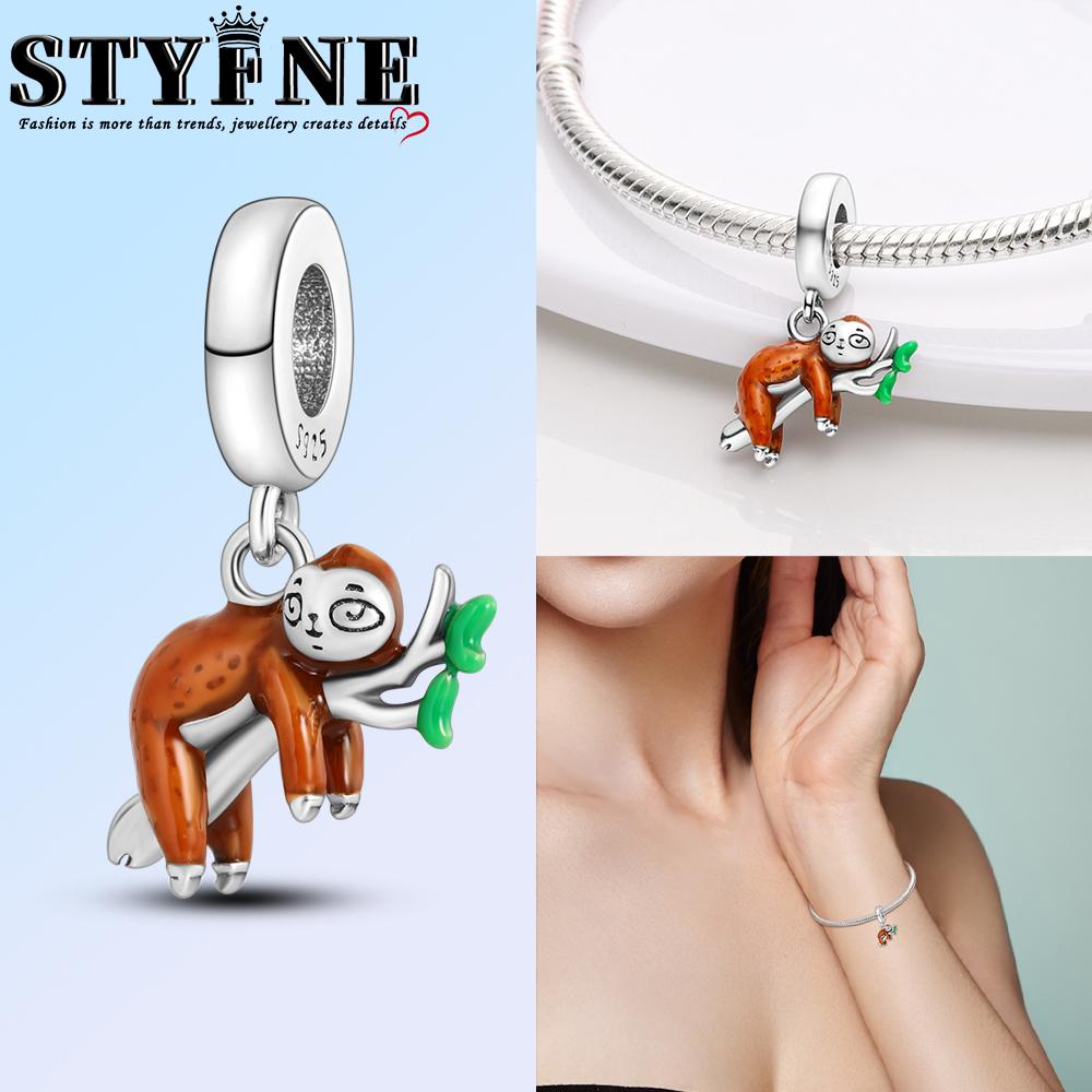 

Flamingo Animal Beads Snake Sloth Monkey Peacock Charms Original Copper Bracelet Diy Women Making Jewelry Gifts