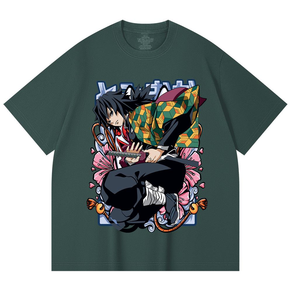230 Gsm 100% Cotton Demon Slayer V74 Tomioka Print Unisex Heavy Cotton T Shirt