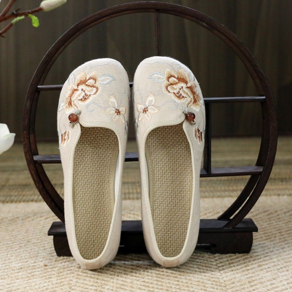 Damen Alt-Peking Stoffschuhe Flach Bequem Mama Bestickte Schuhe Ältere Oma Weichsohlige Damenschuhe