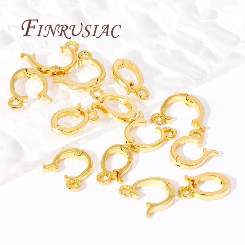 Brass Charm Enhancer Clasp 18K Gold Plated Pendant Bail Clasps Connector For Pearl Bracelet/Necklace Jewelry Making Accessories