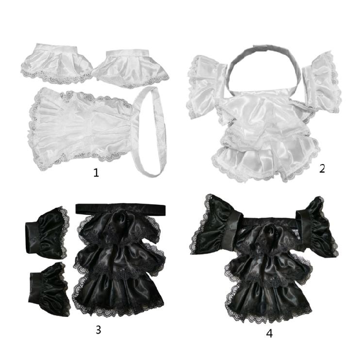 Ruffle Lace Satin Jabot and Cuffs Set Costume Accessory for Men Women Children