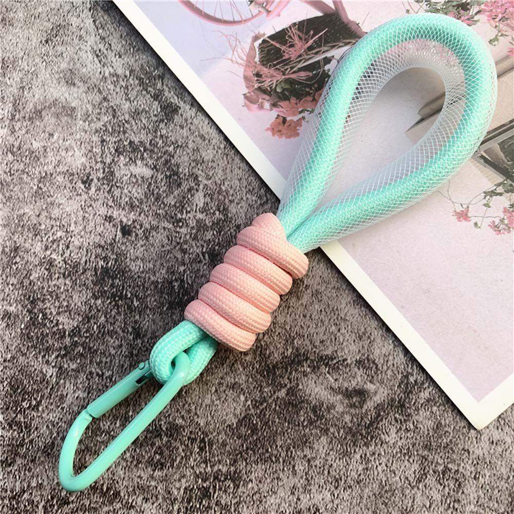 Accessories Fluorescent Phone Strap Braided Strips Keycord Mesh Lanyard Keychains Key Rings