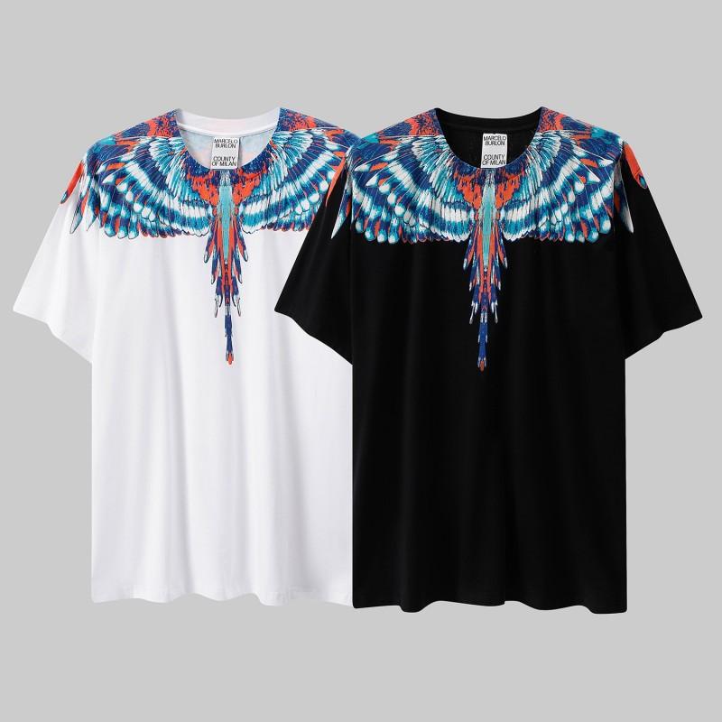 MB Gradient Wings T Shirt Men Women Loose Casual Short Sleeve Tee