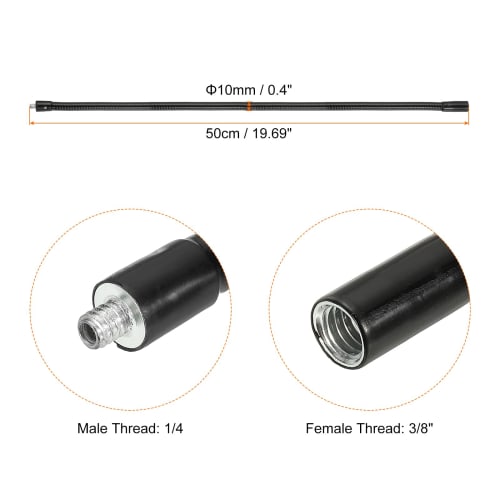 PATIKIL 20" Gorse Neck 3/8" Female To 1/4" Male Thread Metal Universal Hose Flexible Arm Gorse Neck Tube Extension Holder for Action Camera, Phone, Mi
