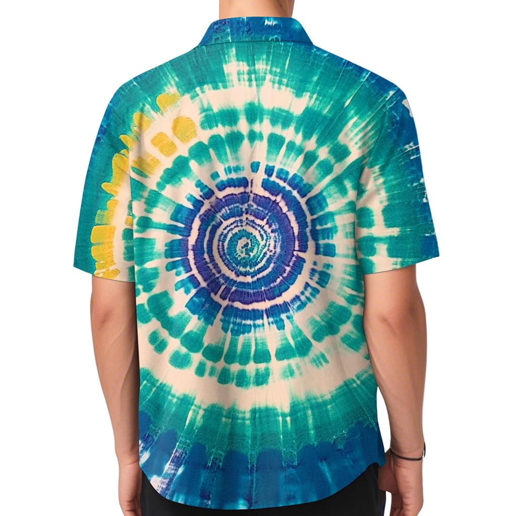 Men's Fashion Loose Tie-Dye Printed Short Sleeve Beach Shirt