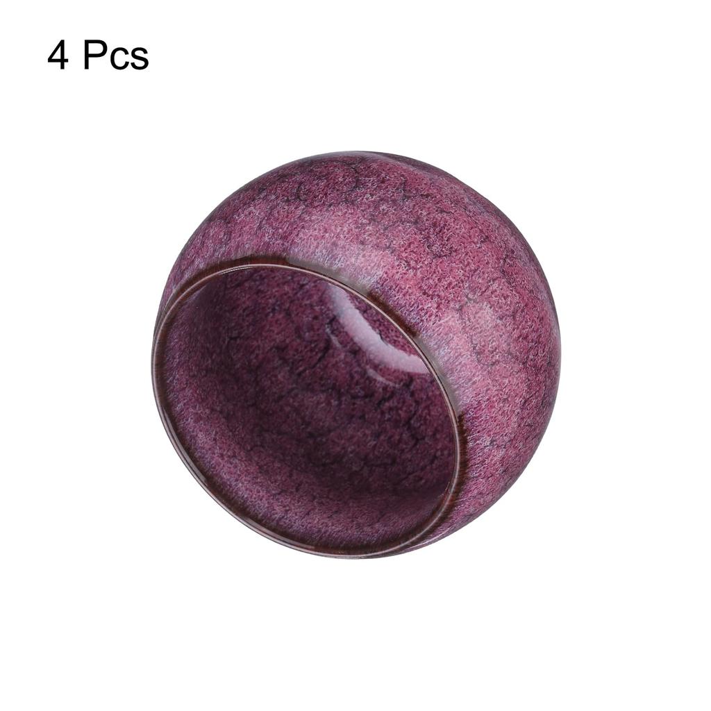 Uxcell Handmade Tea Bowl Set of 4, 150ml  5oz, Kiln-Made, Chinese-Japanese Ceramic Tea Bowls, Perfect for Gongfu Tea Sets or Home Gifts, Pink