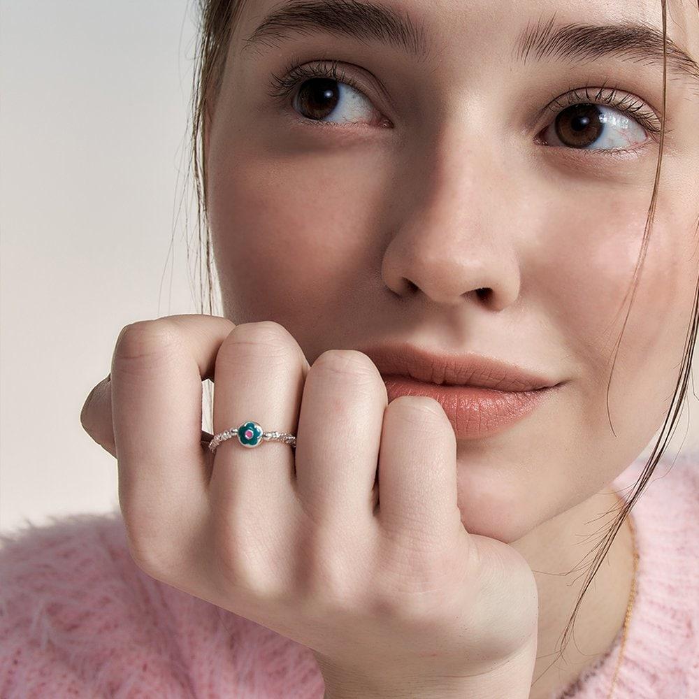 

[Hei][Sv925]Flower Ring Green