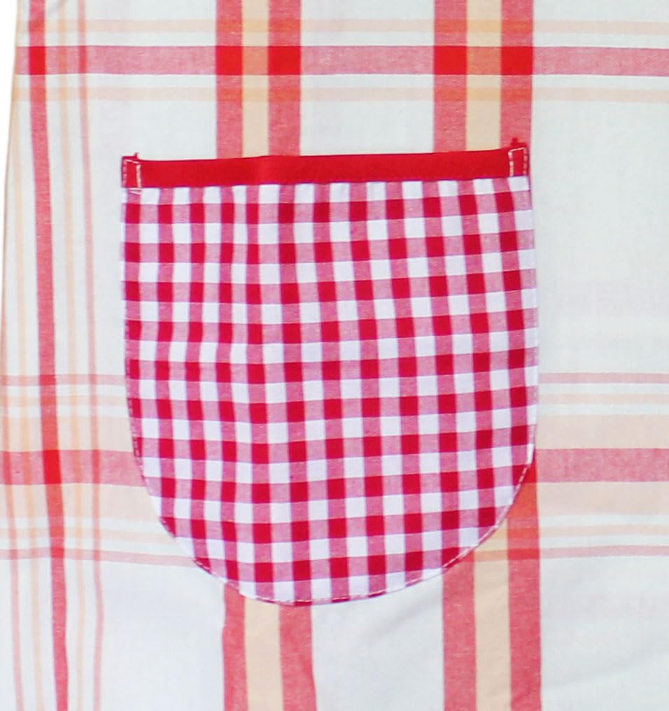 Dyna Works Moomin Love Side Two for Nursery Teachers Orange Apron, "I Moomin" Series, Buttons, Pockets, (Stinky Check, Red)