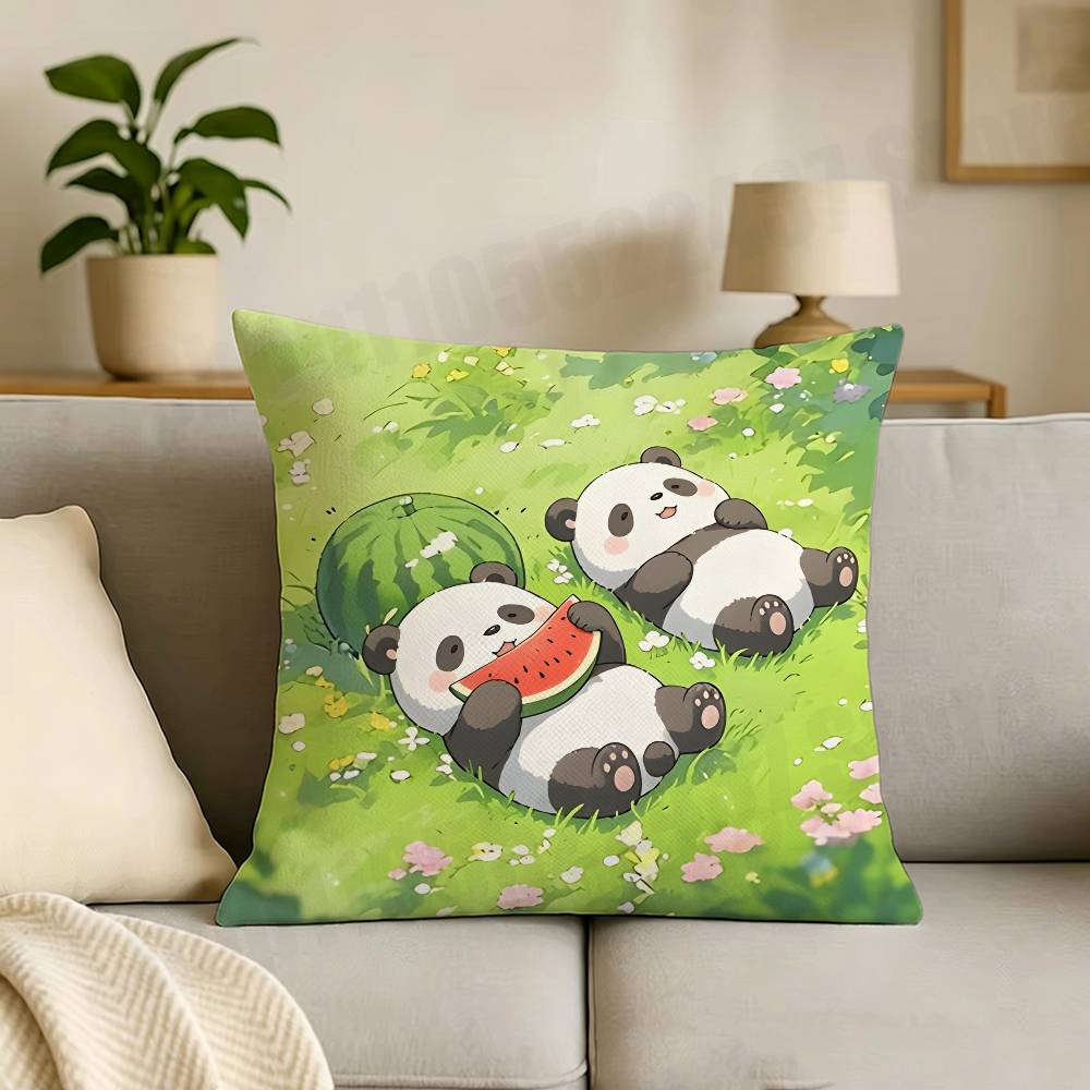 Cut Funny Small Panda Cartoon Printing Pillowcase Customized Pillow Cover for Sofa Home Decor