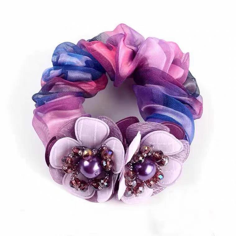 Moda Eleganckie Gumki do Włosów z Kwiatami Kobiety Dziewczęta Elastyczne Gumki do Włosów Akcesoria Gumka do Włosów Pierścień Sznurek Uchwyt do Kucyka Nakrycie Głowy