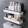 Toilet Bathroom Storage Cabinet Rack Wall Hanging Hole Free Multifunctional Artifact Above Toilet Rack White Shelf Organizer