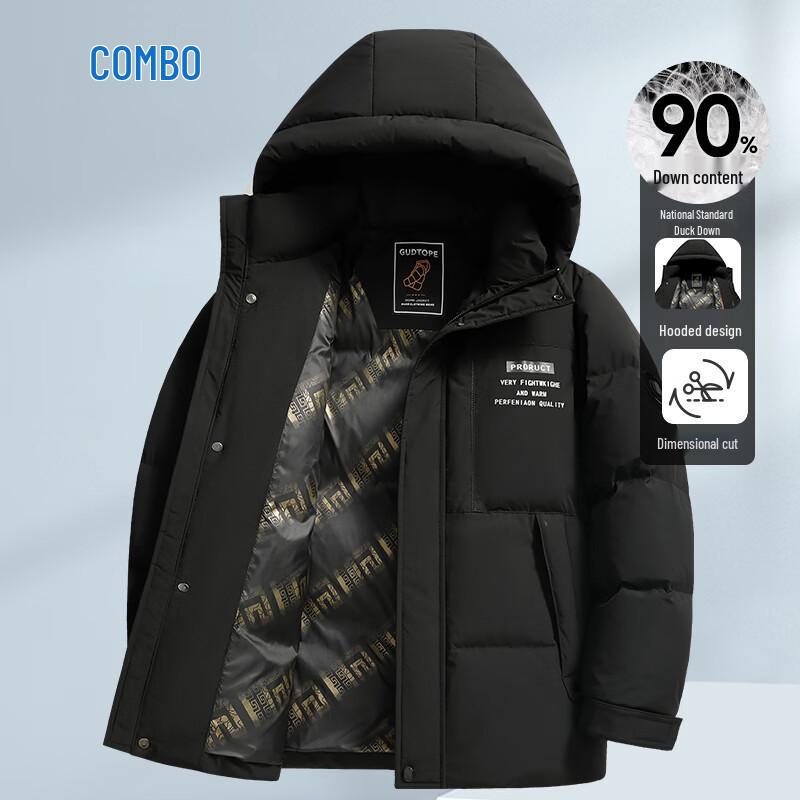Kangbo Men s Hooded Color-Block Duck Down Jacket L чёрный