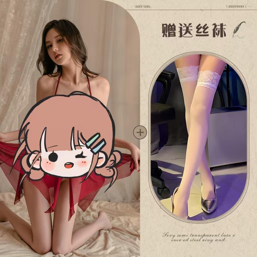 Sexy lingerie sexy perspective lace butterfly tulle suspender neck woman hot temptation split woman