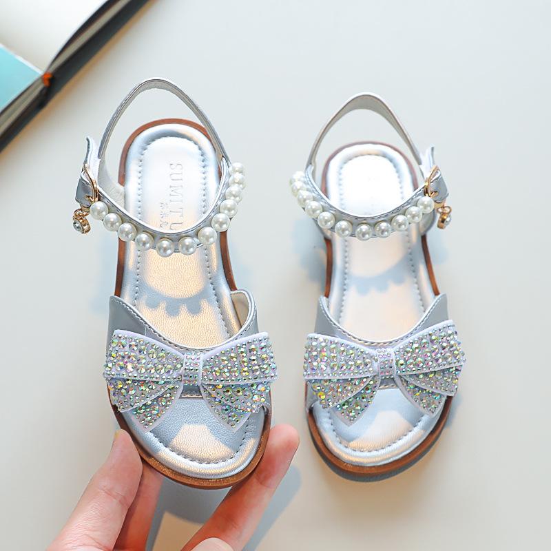 

Милые босоножки с открытым носком для девочек, летние новые детские туфли принцессы, прозрачная мягкая подошва для маленьких девочек, детские туфли среднего размера 24 слоновая кость